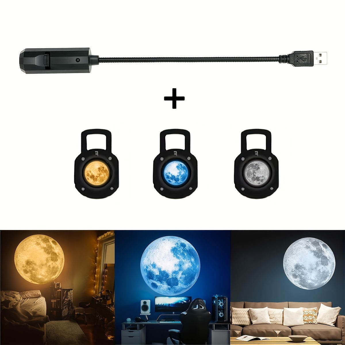 Rotatable Moon Lamp Projector